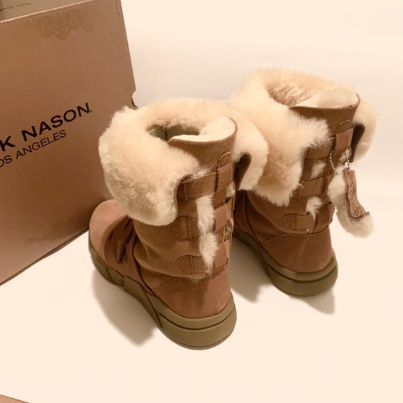 Mark Nason Los Angeles Bliss Genuine Sheep Shearling Fur Chestnut Suede Boot 6.5 - Picture 12 of 15